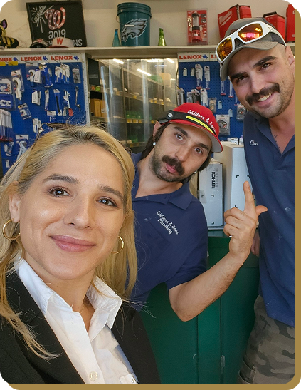 a ram restoration representative and two plumbers